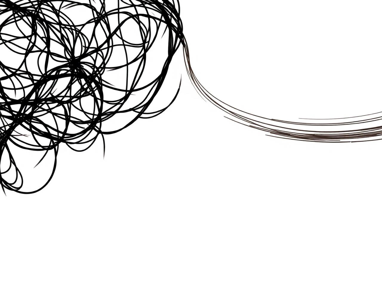 Tangled neural pathways straightening into clean parallel lines